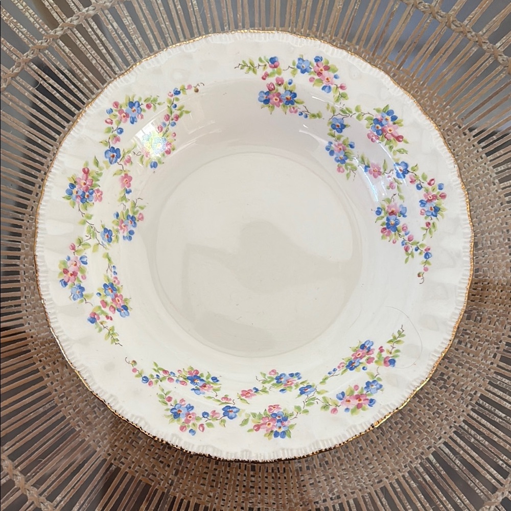Pope Gosser blue belle delicate floral antique soup bowl Fine China